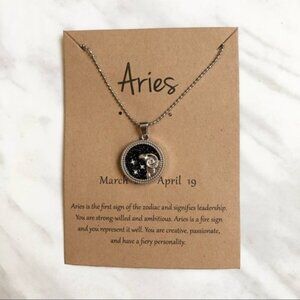 🎉 New Aries Zodiac Silver Pendant Necklace